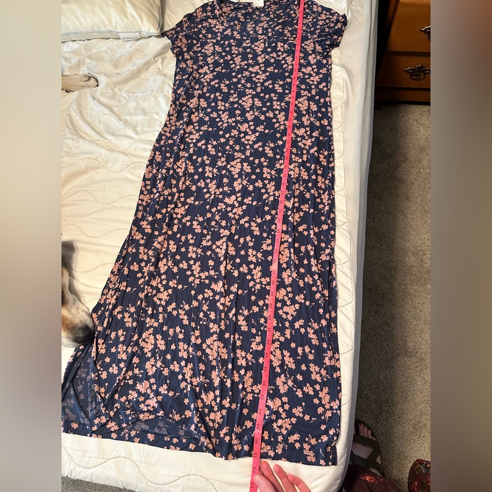 Floral Jersey Maxi Dress - Soft and Comfy - Boho, Relaxed, Lounge, t shirt dress - Picture 9 of 9